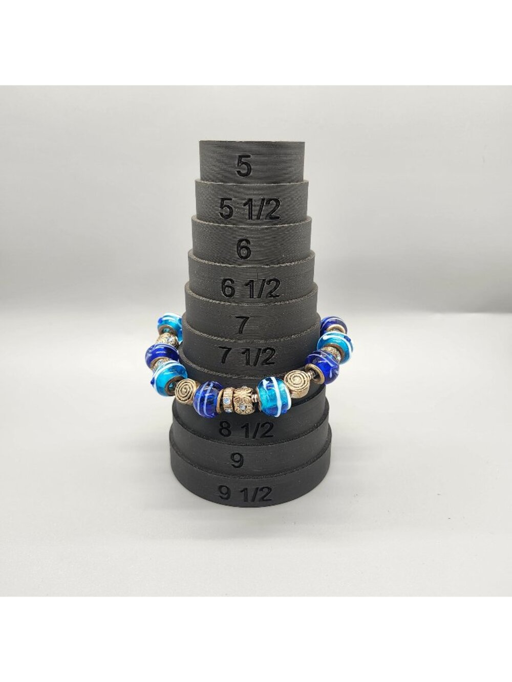 Blue & Silver Beaded Bracelet With Adjustable Chain - Vintage-Inspired Design Lo